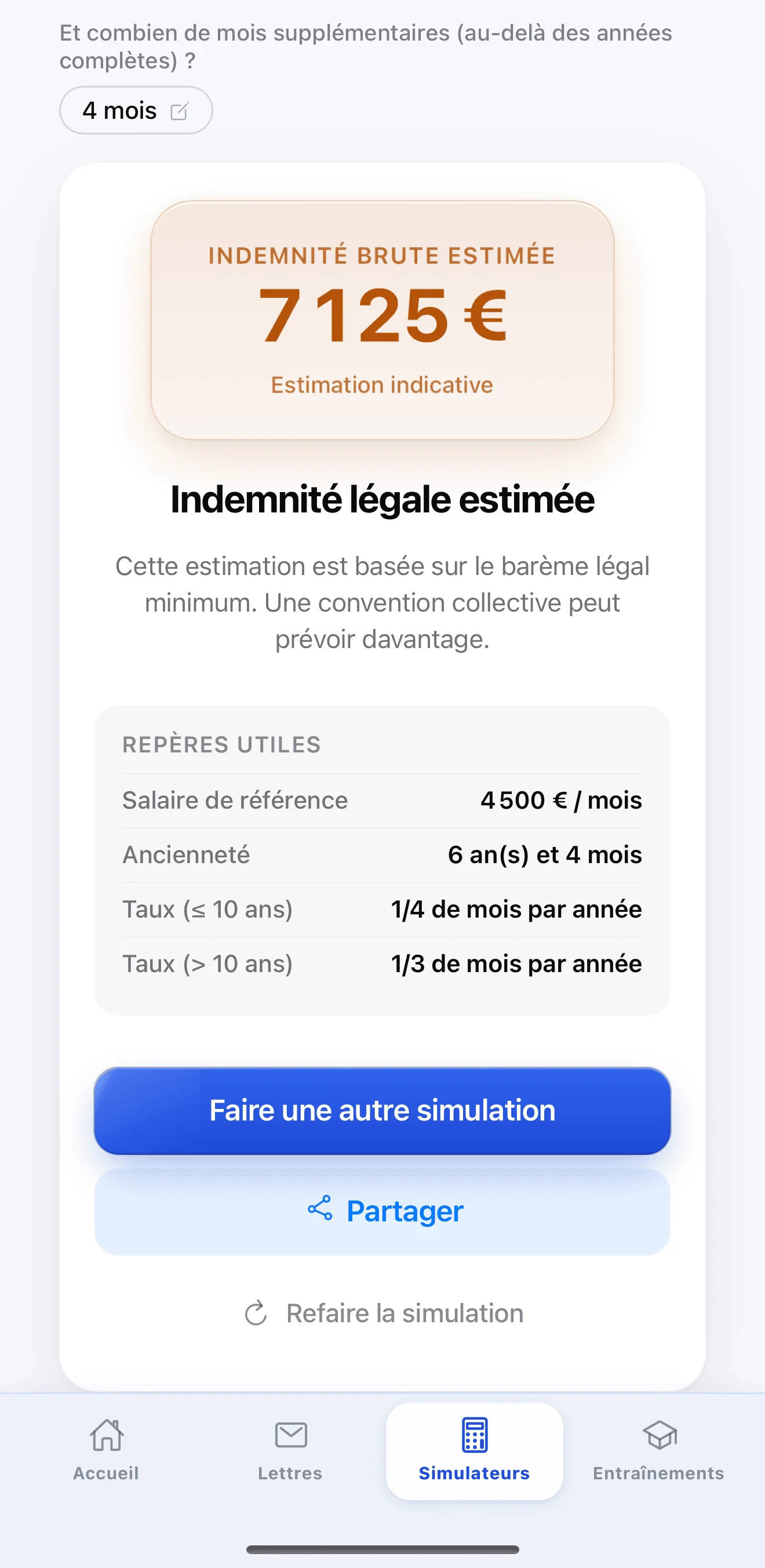 Simulateurs, résultat risque d'ajournement