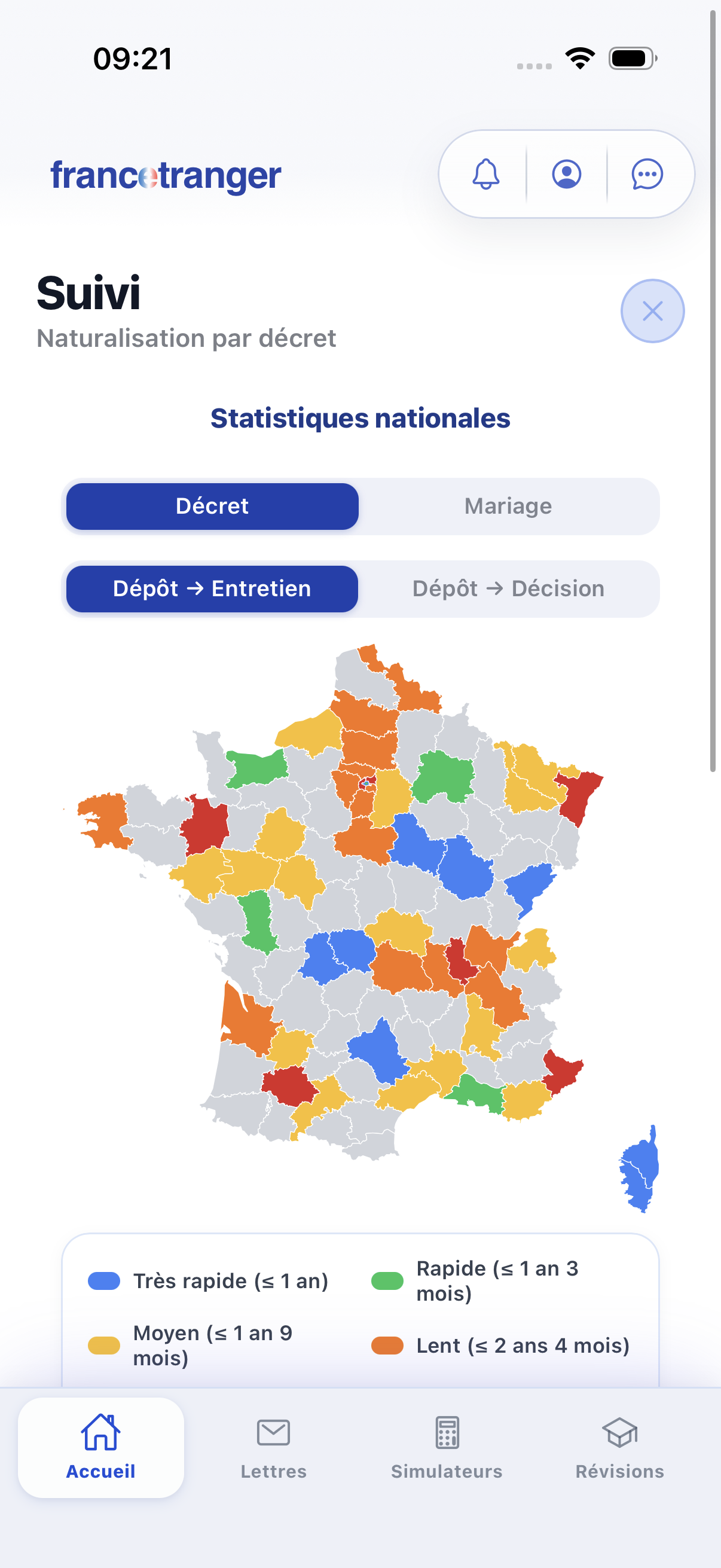 Carte des délais